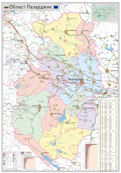 Област Пазарджик, карта
